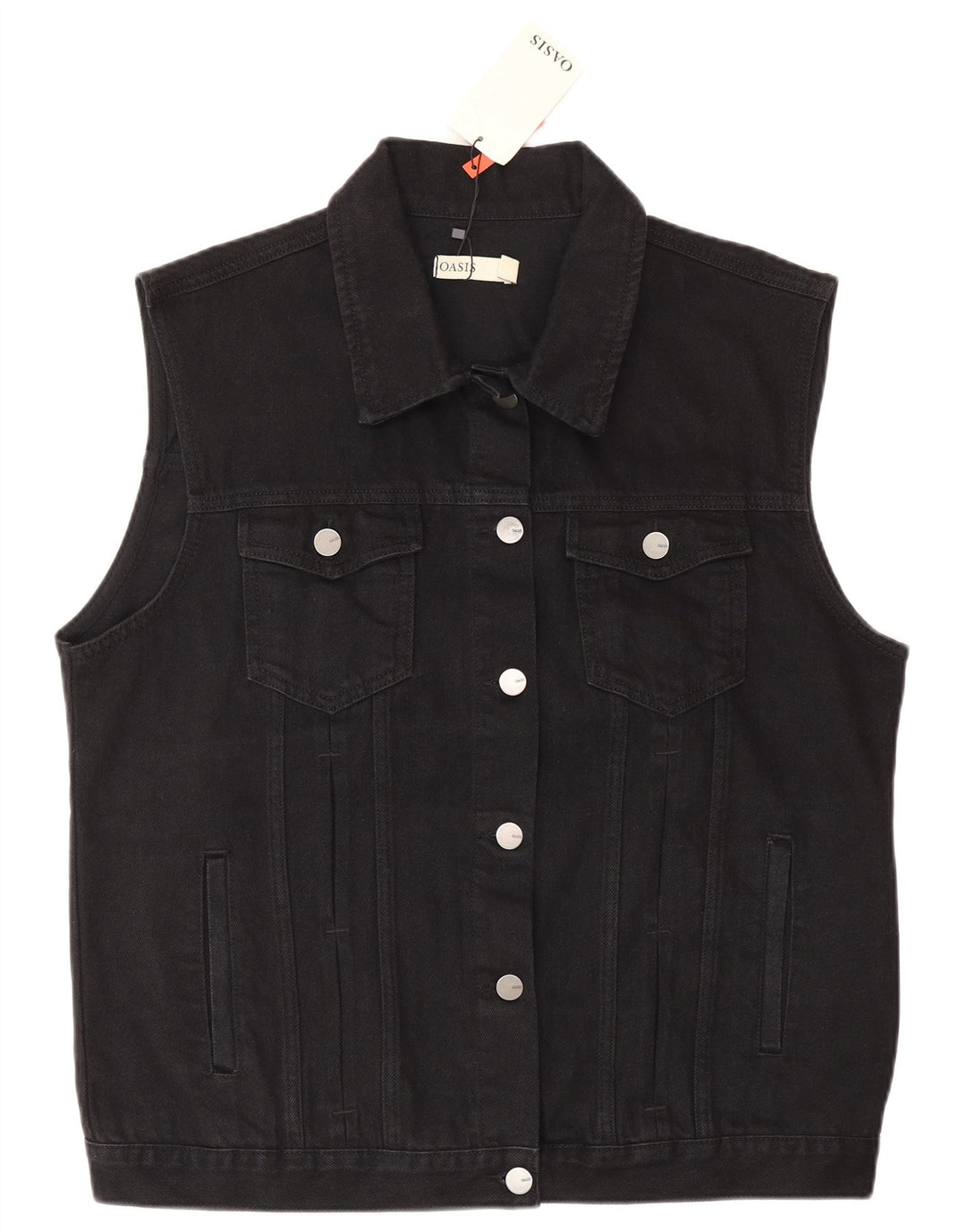 Gilet in denim da donna Oasis UK 16 grande cotone nero