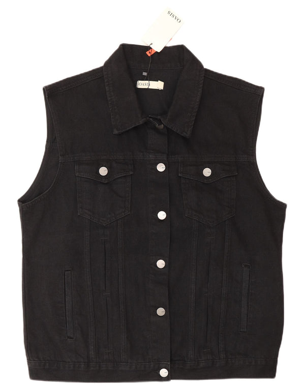 Gilet in denim da donna Oasis UK 16 grande cotone nero