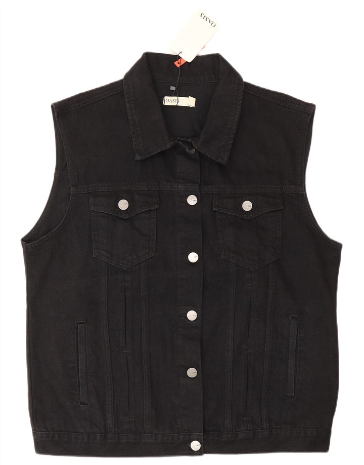 Gilet in denim da donna Oasis UK 16 grande cotone nero