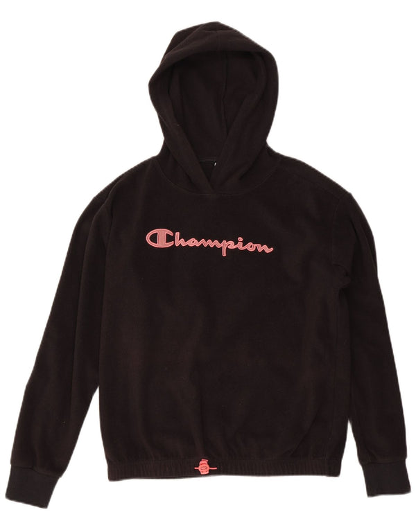 Maglione in pile con cappuccio grafico per ragazze Champion 13-14 anni XL poliestere nero