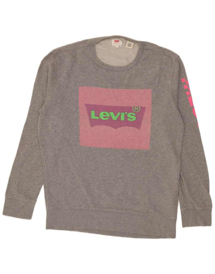 Levi's Felpa grafica da uomo in cotone chiazzato grigio medio
