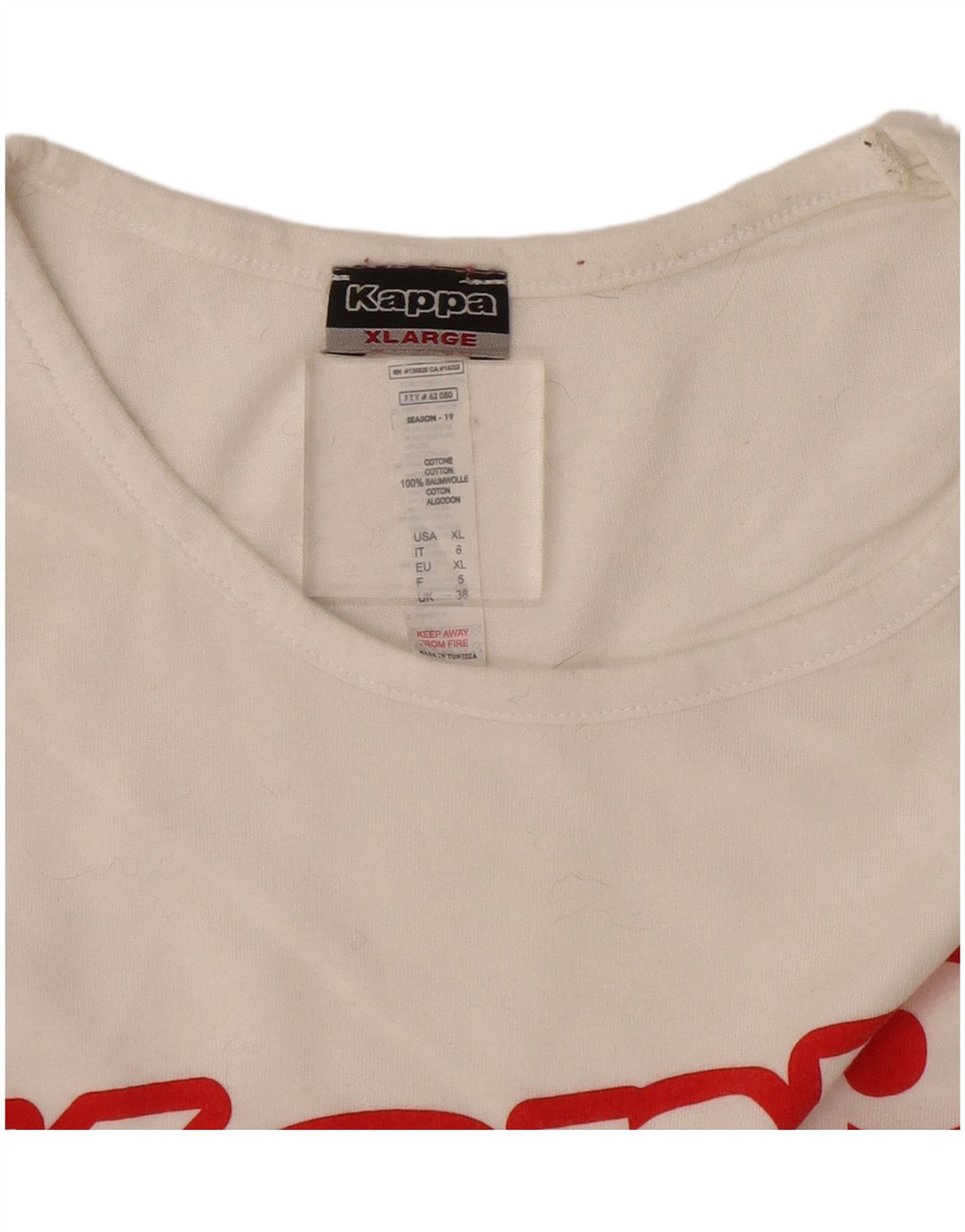 T-shirt grafica da uomo Kappa Top XL in cotone bianco