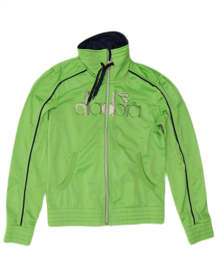 Giacca da ginnastica grafica da ragazzo Diadora 11-12 anni XL verde poliestere