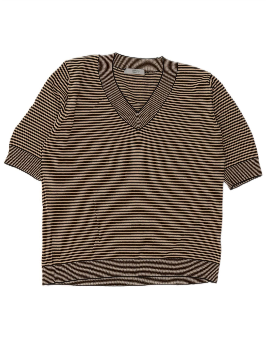 T-shirt da donna Marks & Spencer Top UK 14 viscosa gessata media nera