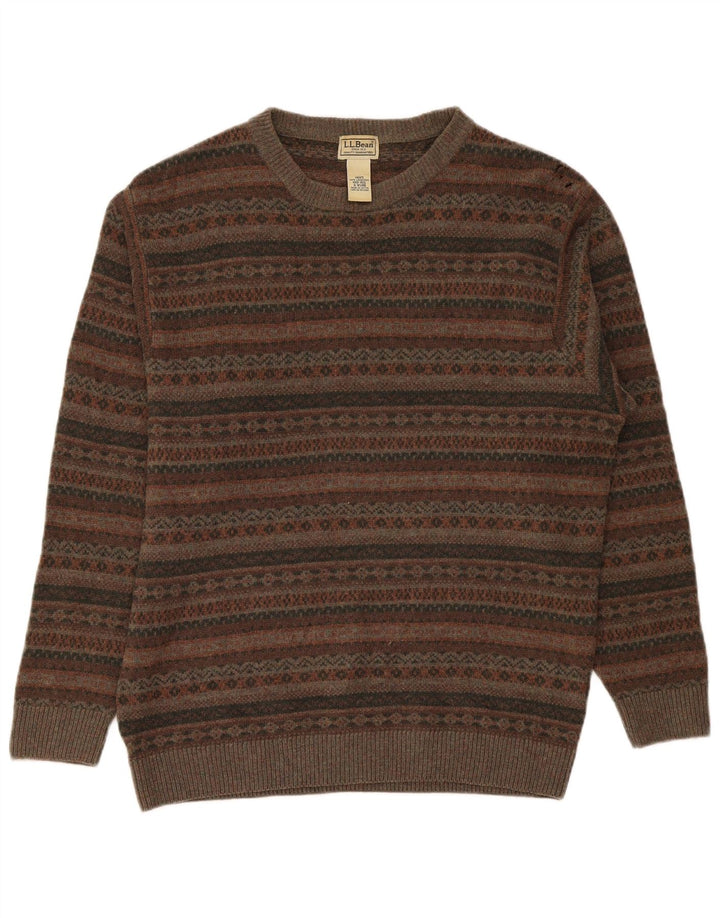 Maglione da uomo con scollo a barca L.L.Bean, lana d'agnello Fair Isle color kaki medio