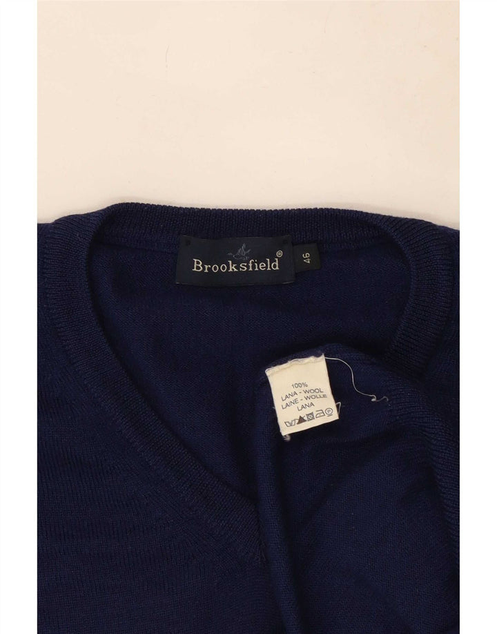 Maglione da uomo con scollo a V Brooksfield IT 46 Small Lana blu navy