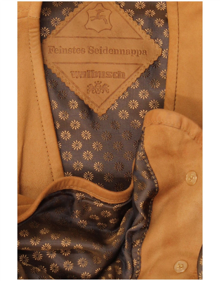 Gilet in pelle da uomo vintage in pelle marrone medio