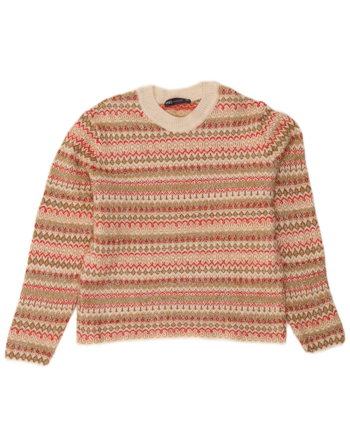 Maglione maglione girocollo da donna Marks & Spencer UK 10 piccolo multicolore