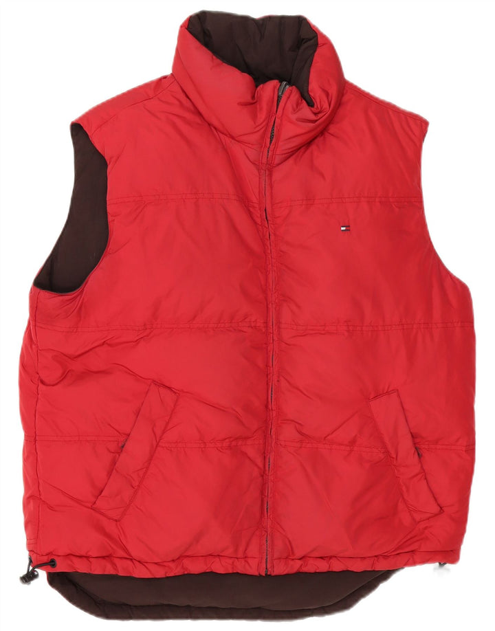 Gilet imbottito reversibile da uomo Tommy Hilfiger UK 38 poliestere rosso medio