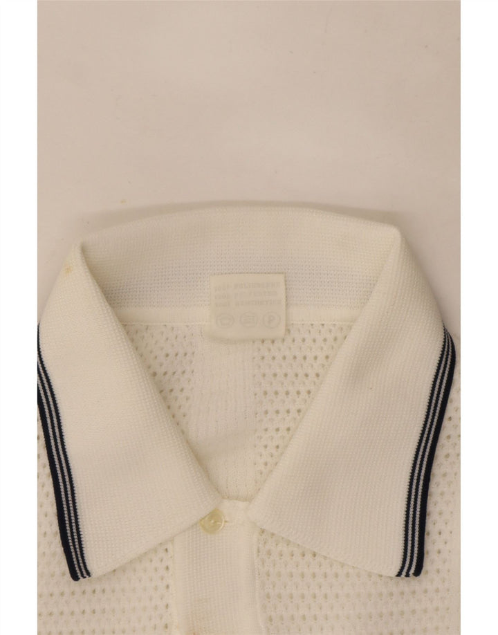 Maglione Trevira da uomo a maniche corte con collo a polo, grande poliestere bianco