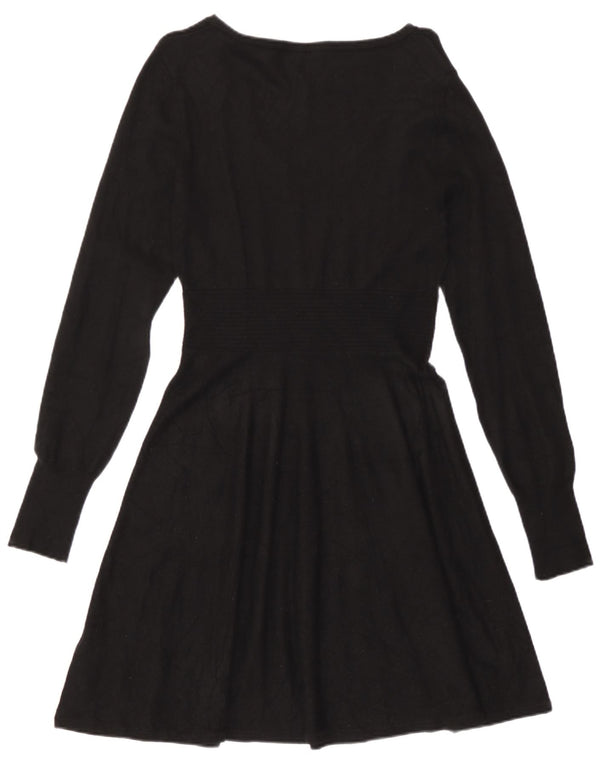 Abito a trapezio a maniche lunghe da donna Oasis UK 12 Viscosa nera media