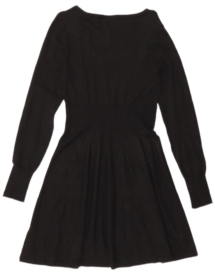 Abito a trapezio a maniche lunghe da donna Oasis UK 12 Viscosa nera media