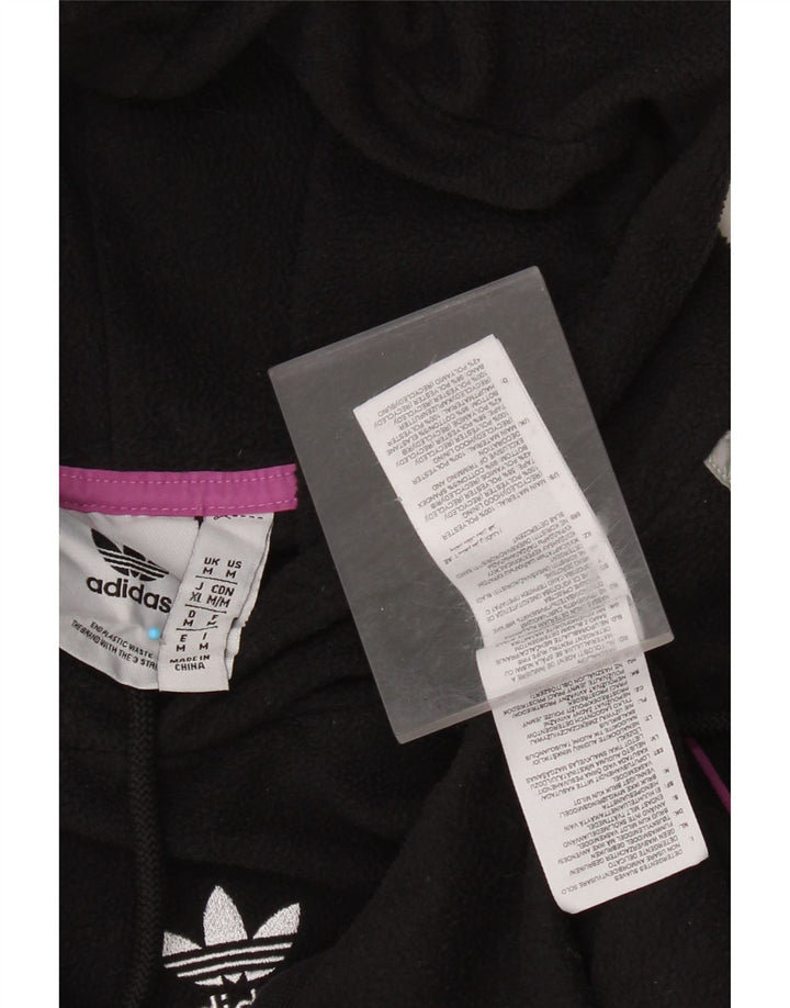 ADIDAS Womens Hooded Fleece Jumper UK 14 Medium Black Polyester