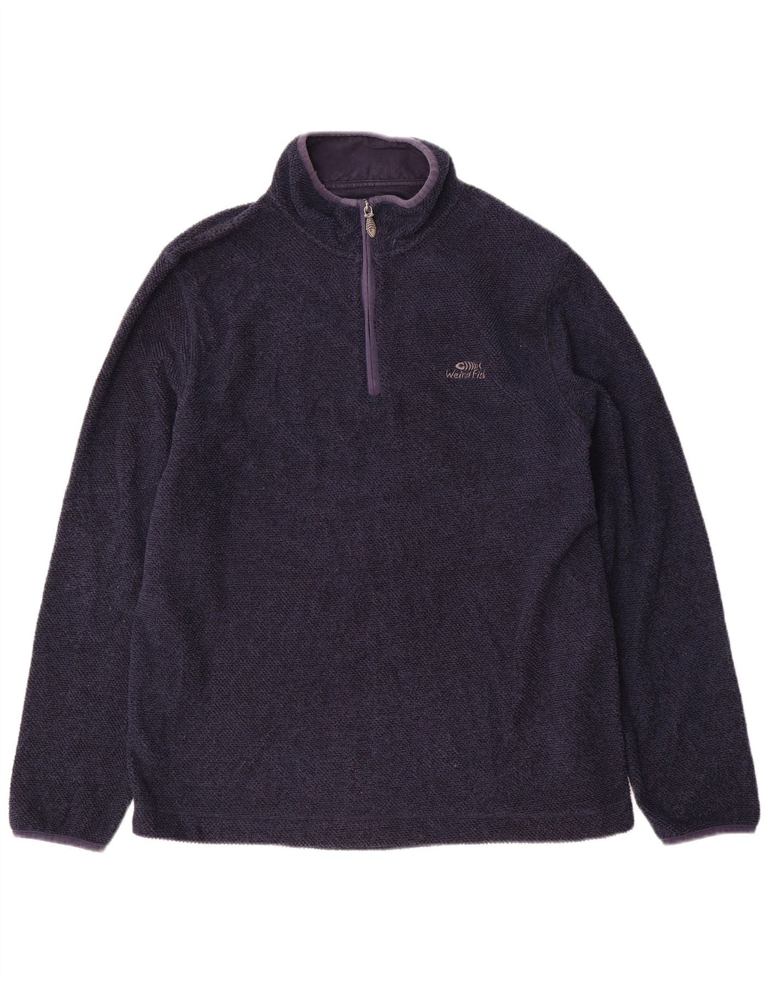 WEIRD FISH Felpa da uomo con zip e collo maglione XL blu navy poliestere