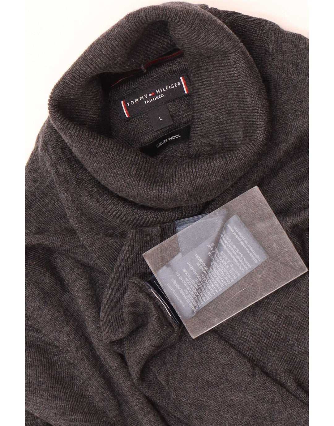 Maglione maglione a collo alto da uomo Tommy Hilfiger grande lana grigia