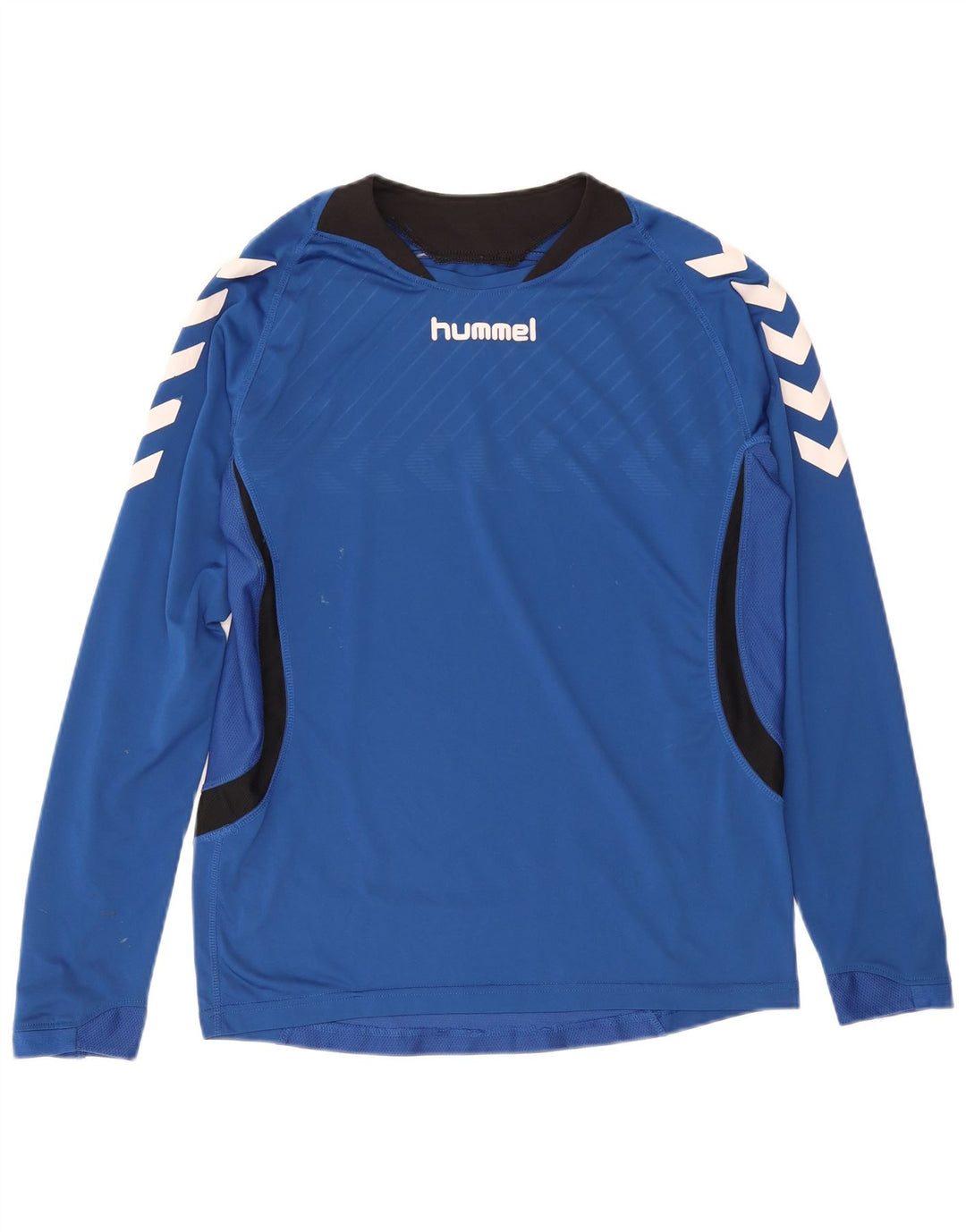 Hummel Top grafico da uomo a maniche lunghe sportivo in poliestere blu medio