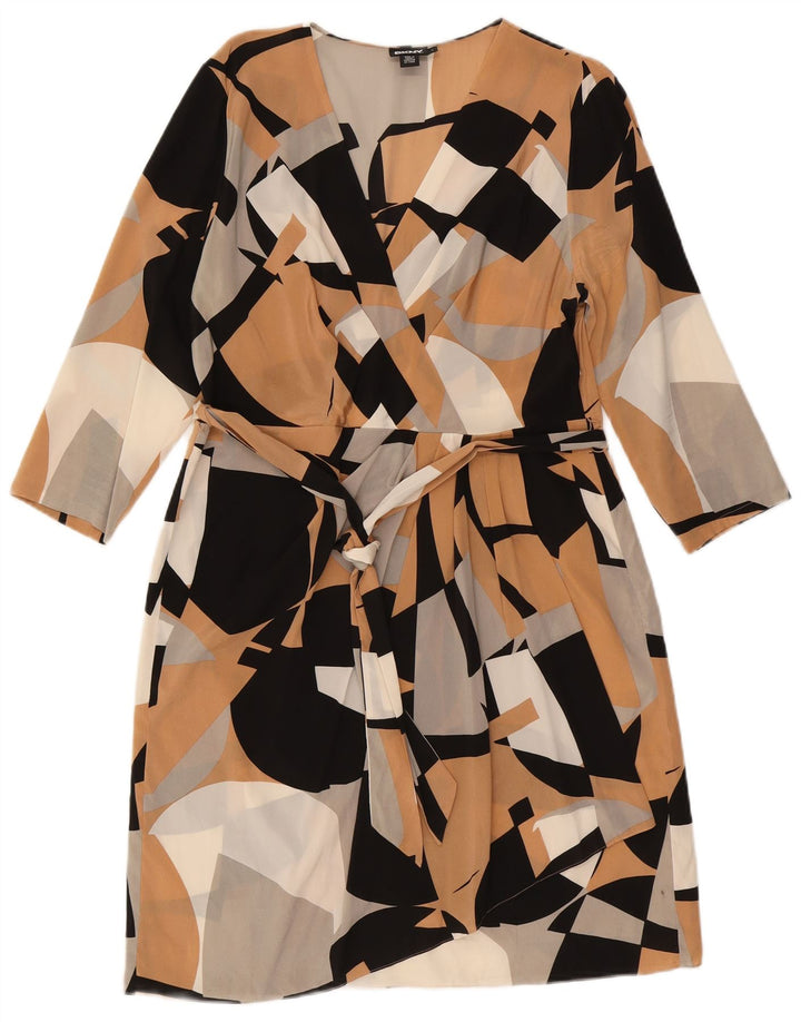 Abito tubino DKNY da donna con maniche a 3/4 UK 14 Grande motivo geometrico multicolore