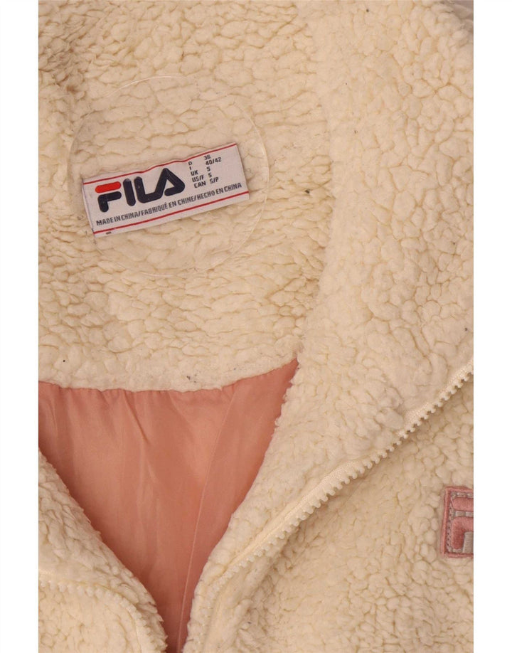 Giacca in pile oversize da donna Fila UK 10 Small Off White Colourblock