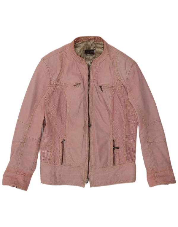 Giacca da corsa in pelle da donna Cabrini UK 14 grande in pelle rosa
