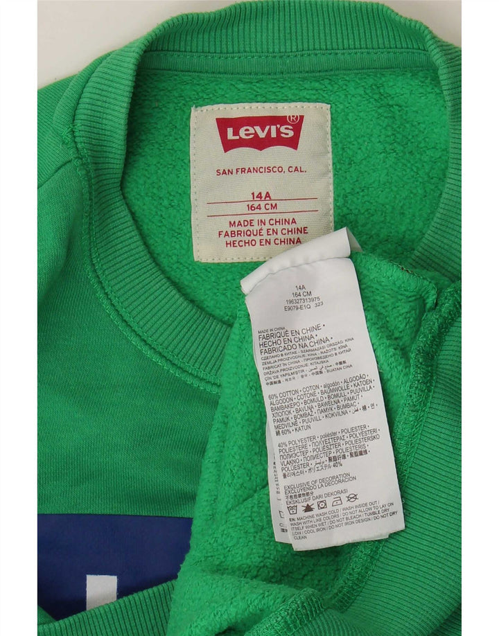 Felpa grafica per ragazzi Levi's 13-14 anni in cotone verde