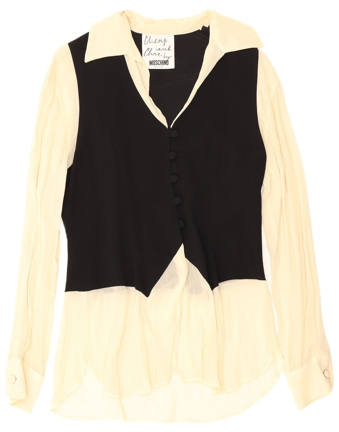 Moschino Camicia da donna Camicetta UK 12 Acetato color block medio nero
