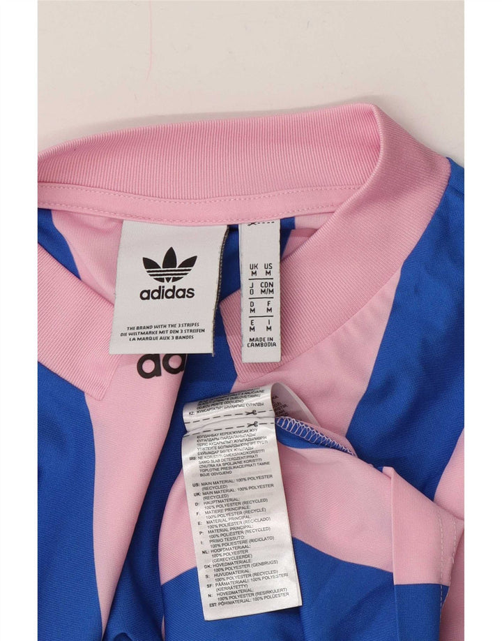 T-shirt grafica da uomo Adidas Top in poliestere a righe rosa medio