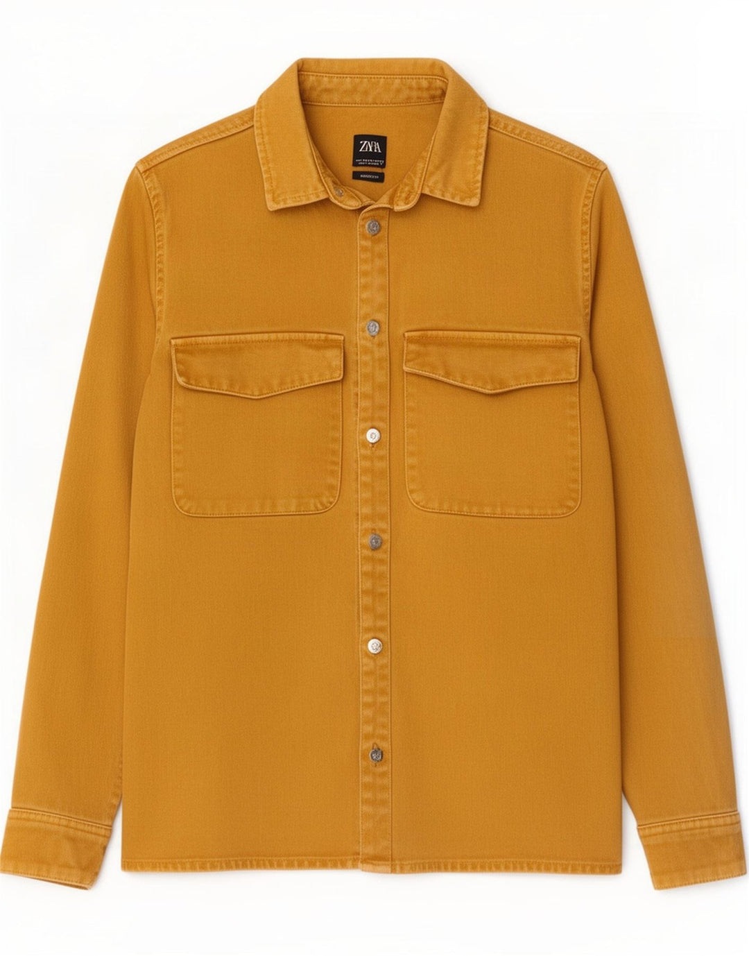 Camicia in denim dalla vestibilità rilassata da uomo Zara piccola gialla