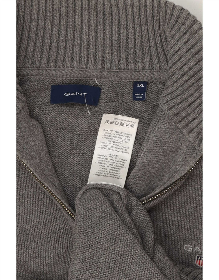 Gant Maglione da uomo con zip e collo 2XL in cotone grigio