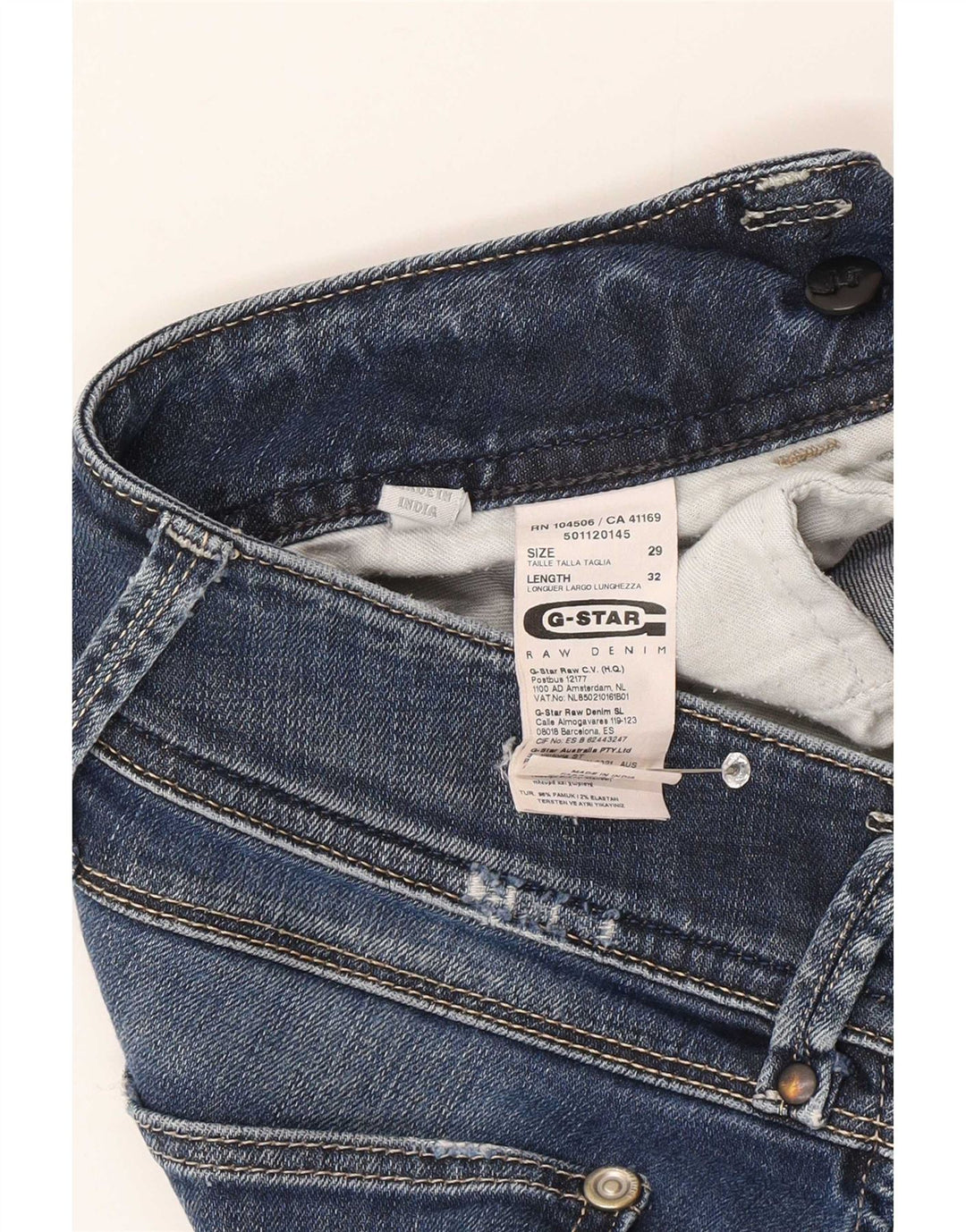 Jeans bootcut invecchiati a vita bassa da donna G-Star W29 L32 cotone blu