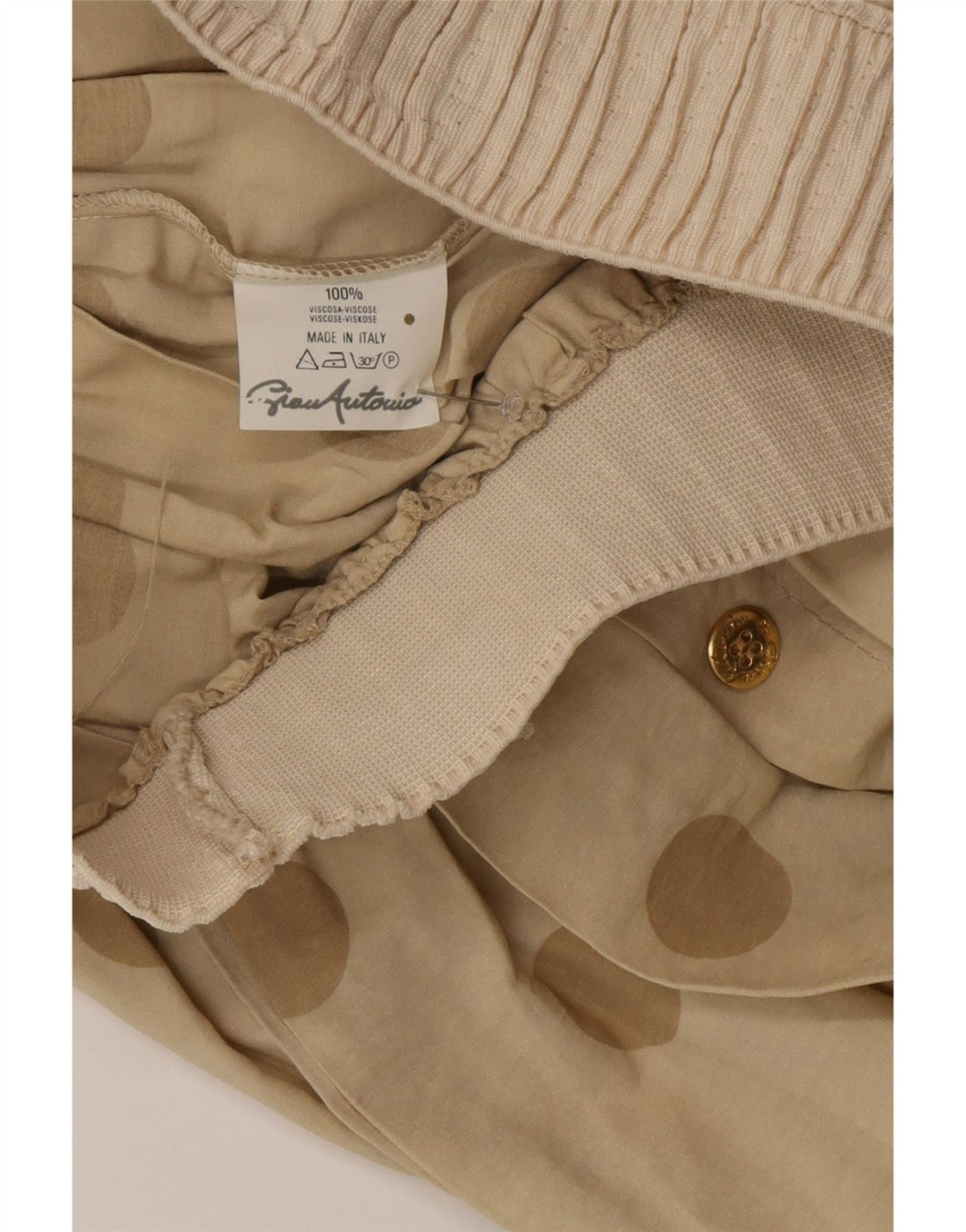 Pantaloncini culotte vintage da donna a vita alta W28 a pois beige medio