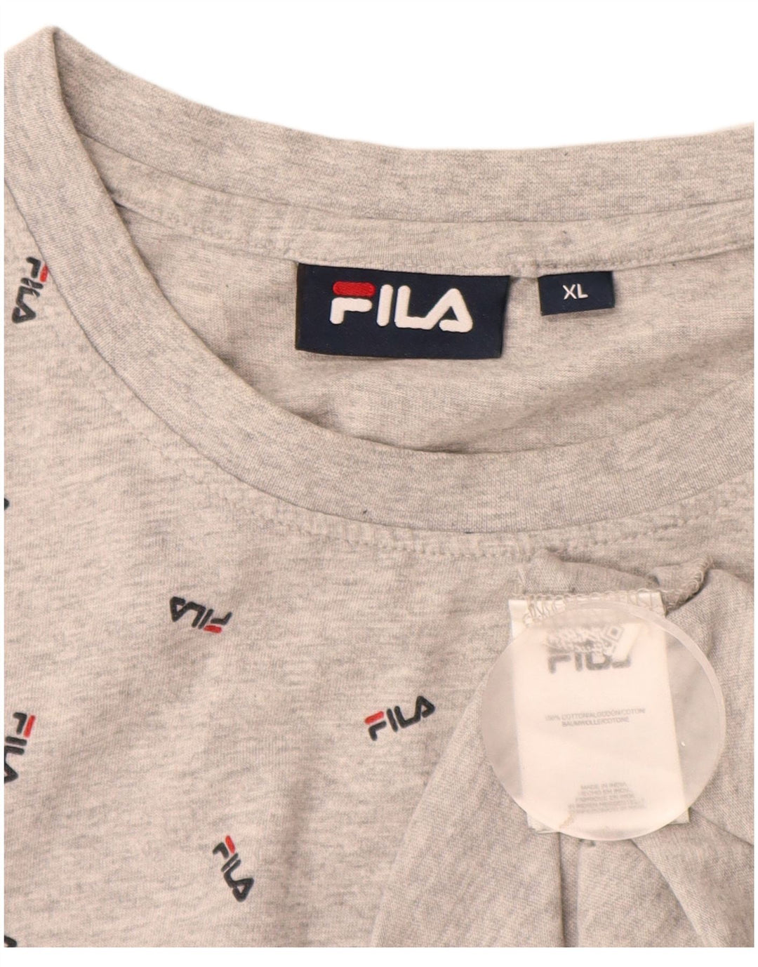T-shirt grafica da uomo Fila Top XL in cotone chiazzato grigio