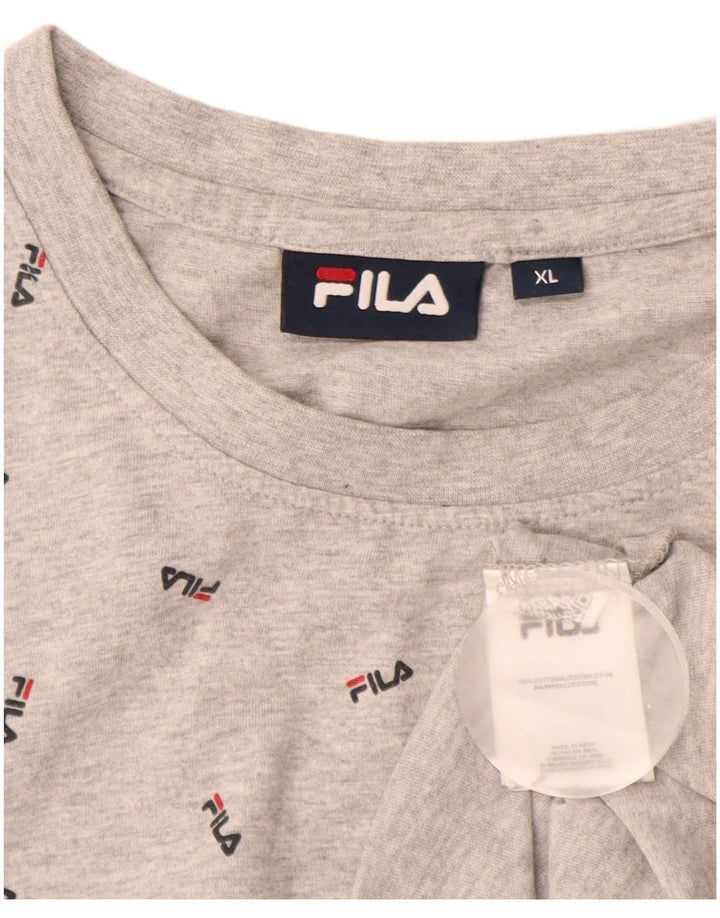 T-shirt grafica da uomo Fila Top XL in cotone chiazzato grigio