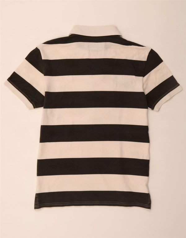Polo grafica da uomo Desigual XL in cotone a righe bianche
