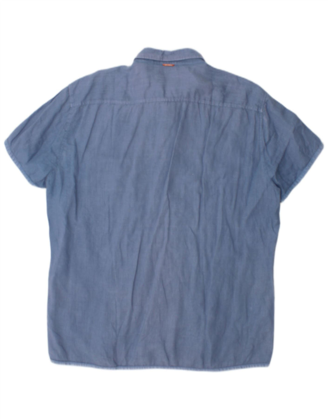 Camicia a maniche corte da uomo Hugo Boss XL in cotone blu