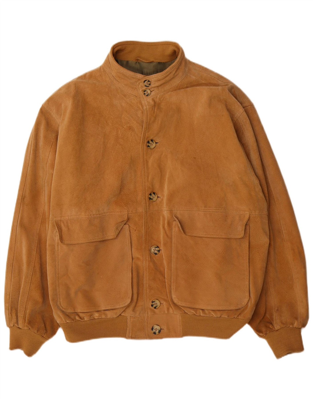 Giubbotto bomber in pelle scamosciata vintage da uomo UK 40 grande in pelle marrone