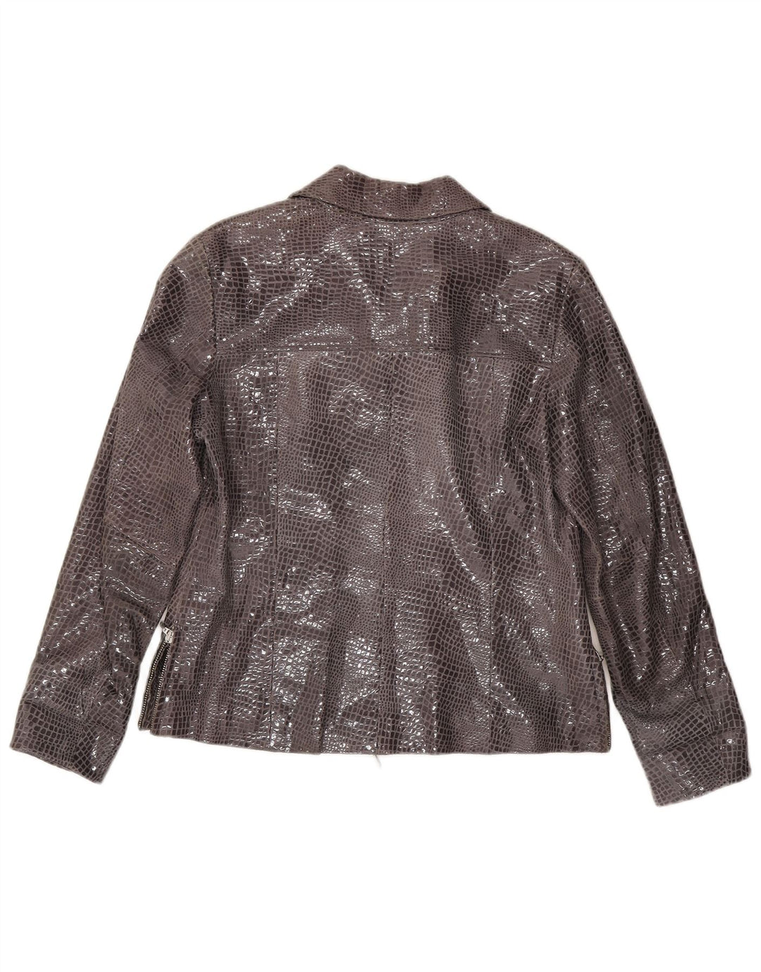 Giacca in pelle da donna vintage EU 38 Pelle con stampa animalier grigio medio