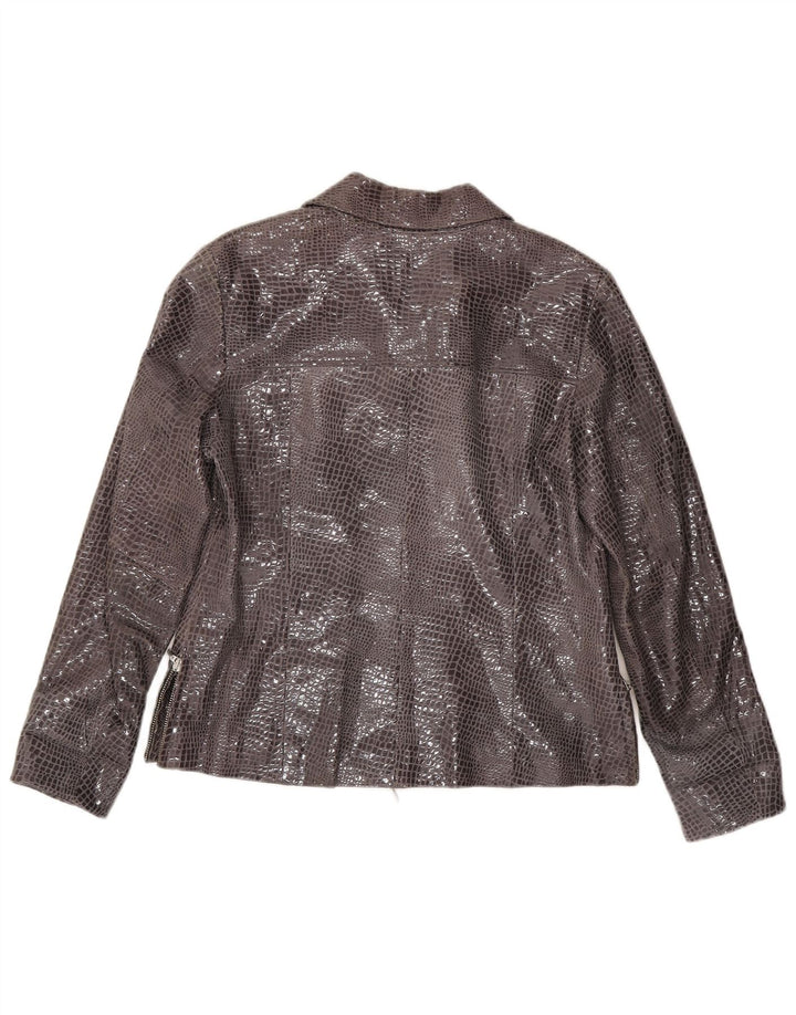 Giacca in pelle da donna vintage EU 38 Pelle con stampa animalier grigio medio