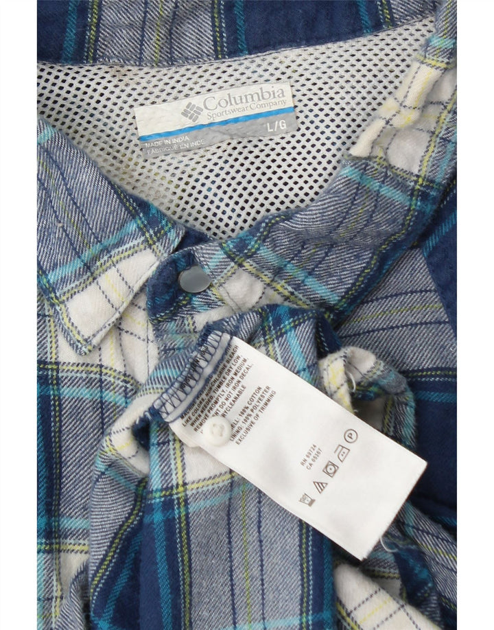 Camicia in flanella da uomo Columbia in cotone a quadri grandi blu