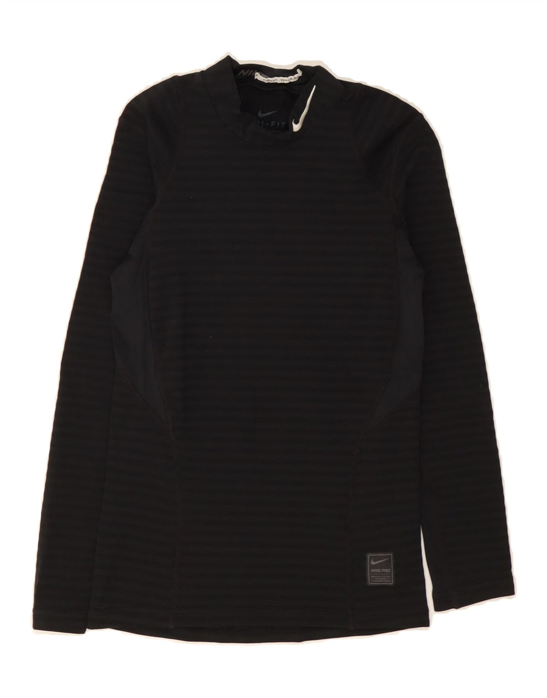 NIKE Boys Top Long Sleeve 8-9 Years Small Black Striped Polyester Vintage Nike and Second-Hand Nike from Messina Hembry 