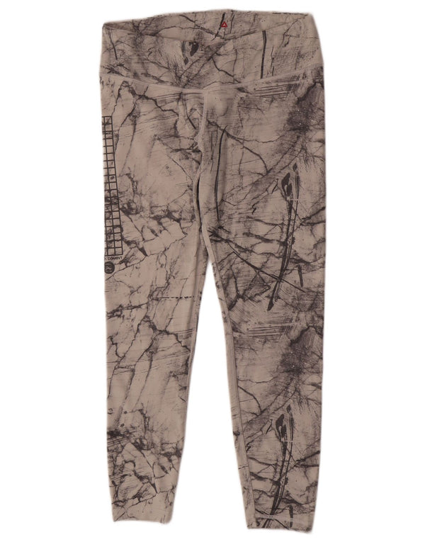 Leggings Reebok Crop Abstract Pattern da donna UK 12/14 Grigio medio