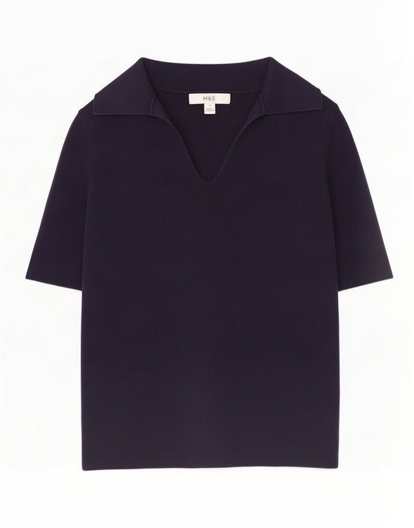 Polo da donna Marks & Spencer UK 12 cotone blu navy medio