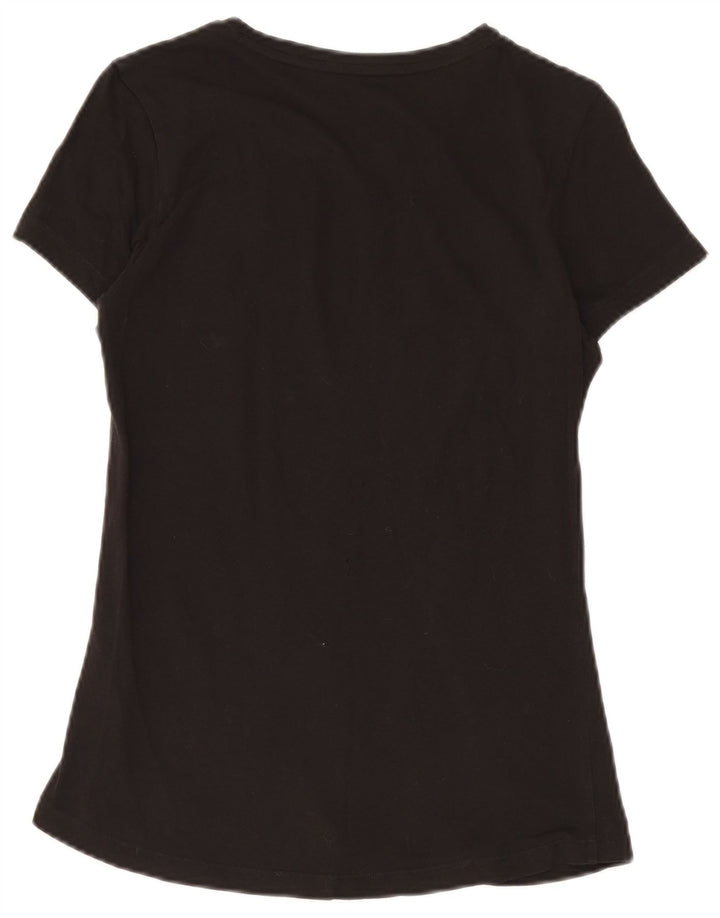 PUMA T-shirt grafica da donna Top UK 12 Medium Nero Cotone