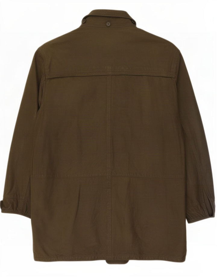 Cappotto in pelle vintage da uomo IT 48 medio kaki