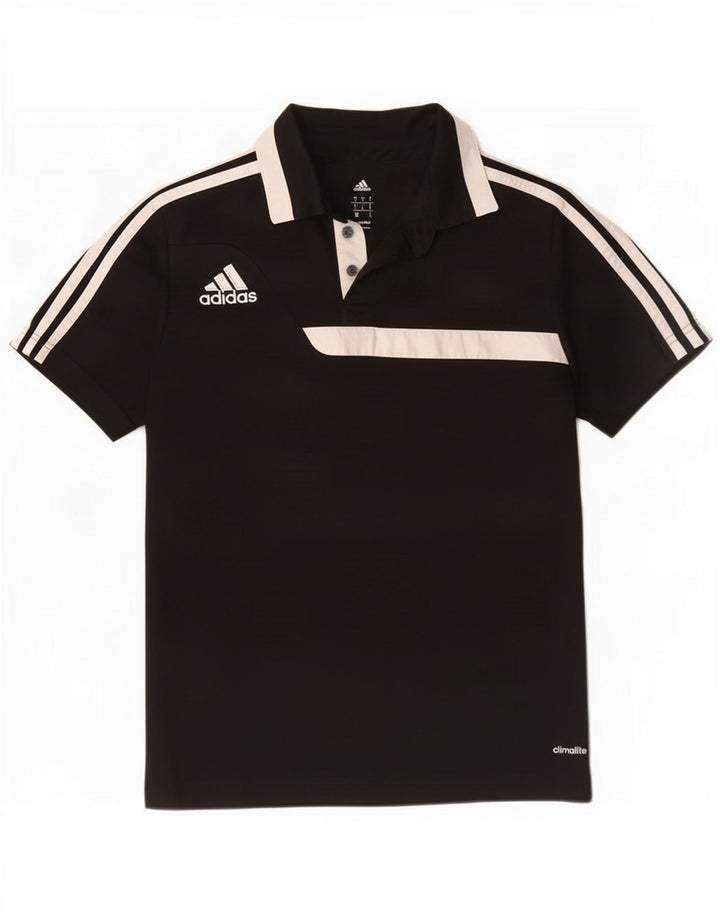 Polo Adidas Climalite da uomo piccola in poliestere color block nero