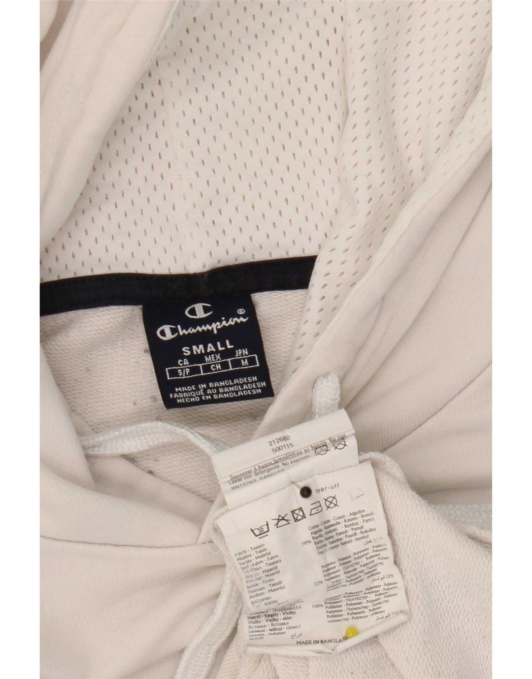 Maglione con cappuccio grafico da uomo Champion piccolo in cotone bianco