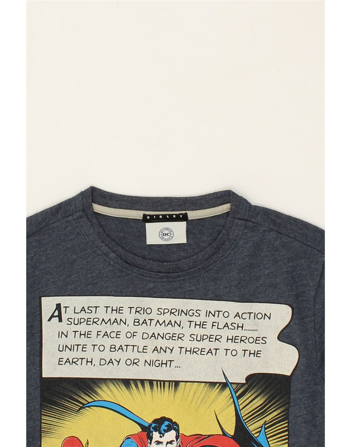 SISLEY Boys Marvel Graphic Top Long Sleeve 10-11 Years XL Blue Cotton Vintage Sisley and Second-Hand Sisley from Messina Hembry 