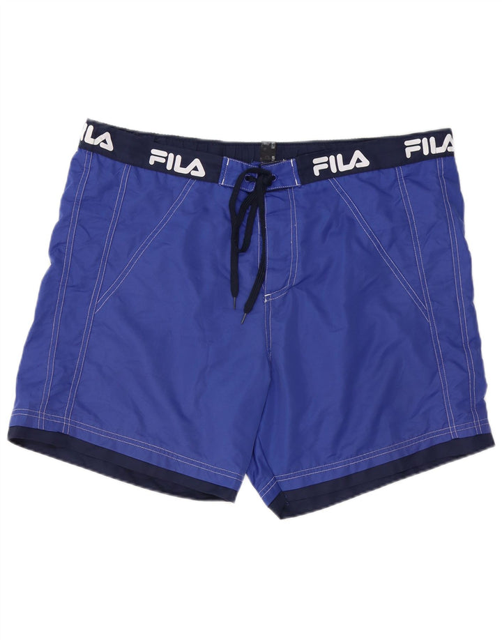 Pantaloncini da bagno grafici da uomo Fila 2XL blu poliestere