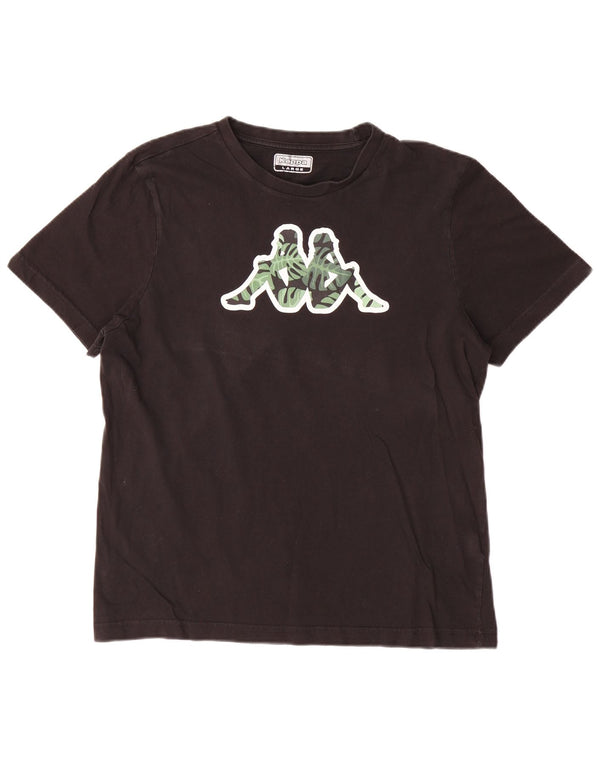 T-shirt grafica da uomo Kappa Top grande in cotone nero