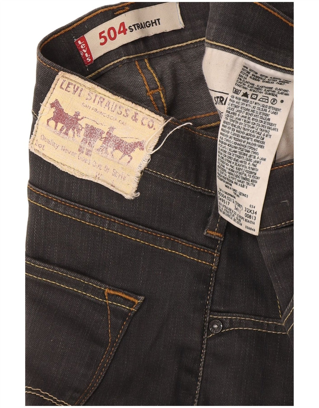 Levi's Uomo 504 Jeans dritti W32 L34 Cotone grigio