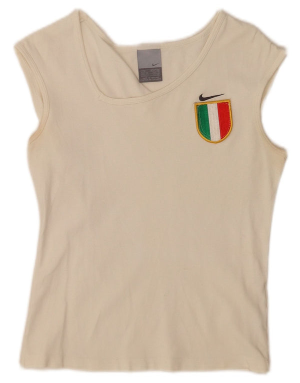 Canotta corta Nike Italia da donna UK 8 piccola in cotone bianco